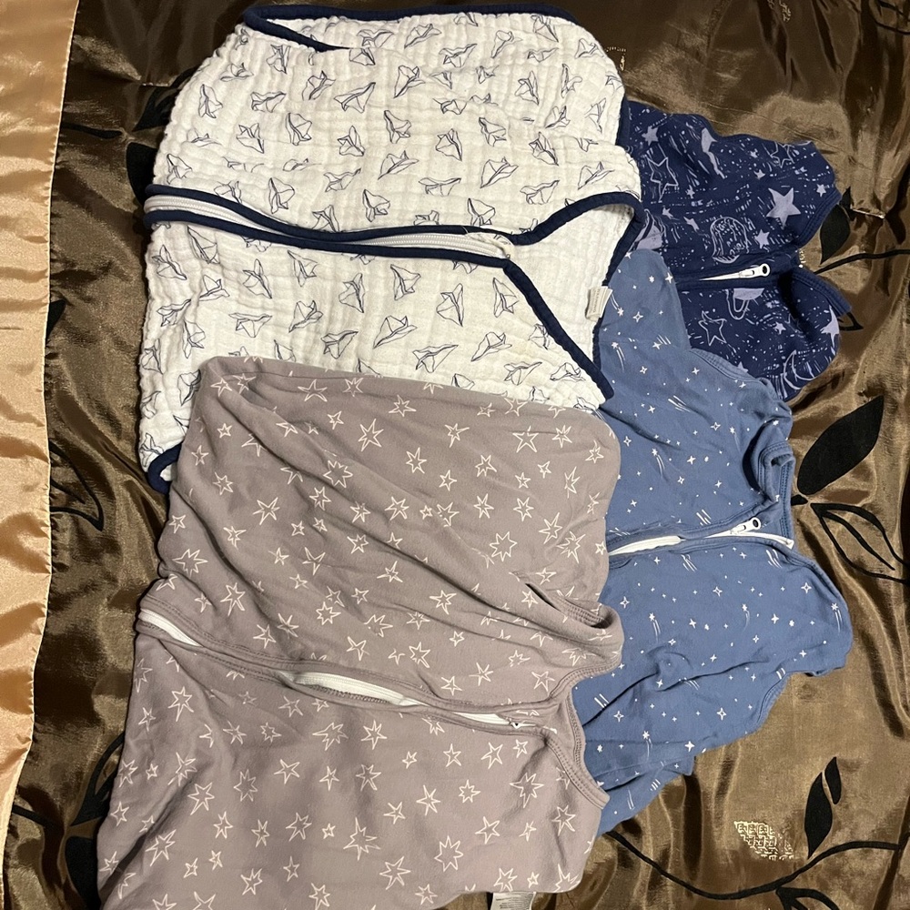 Set of Baby Sleep Sacks with Star and Origami Patterns